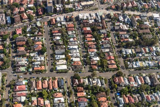 Aerial view of suburban Sydney