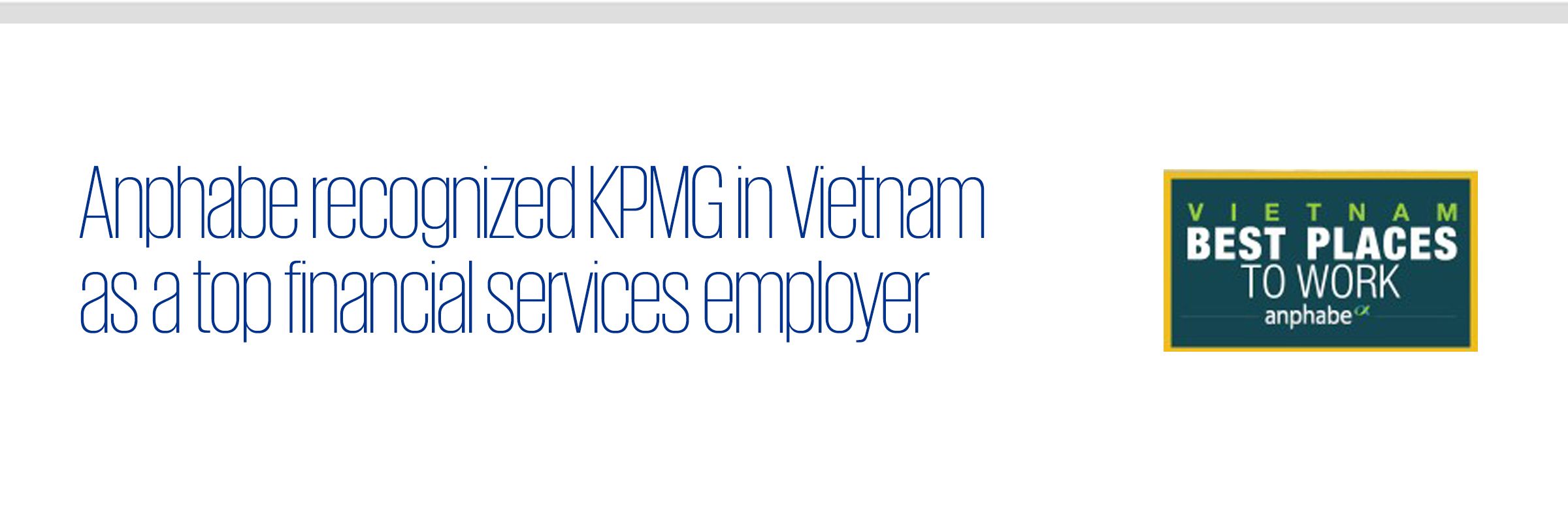 Anphabe recognized KPMG in Vietnam as a top financial services employer