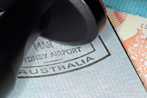 Image of a passport stamp showing Sydney Airport Australia