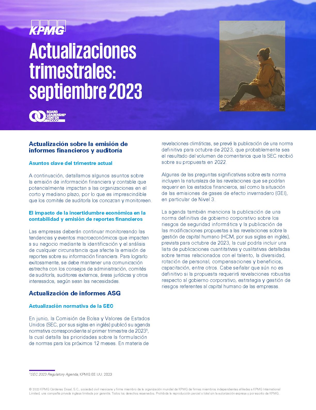 Actualizaciones trimestrales: septiembre 2023 