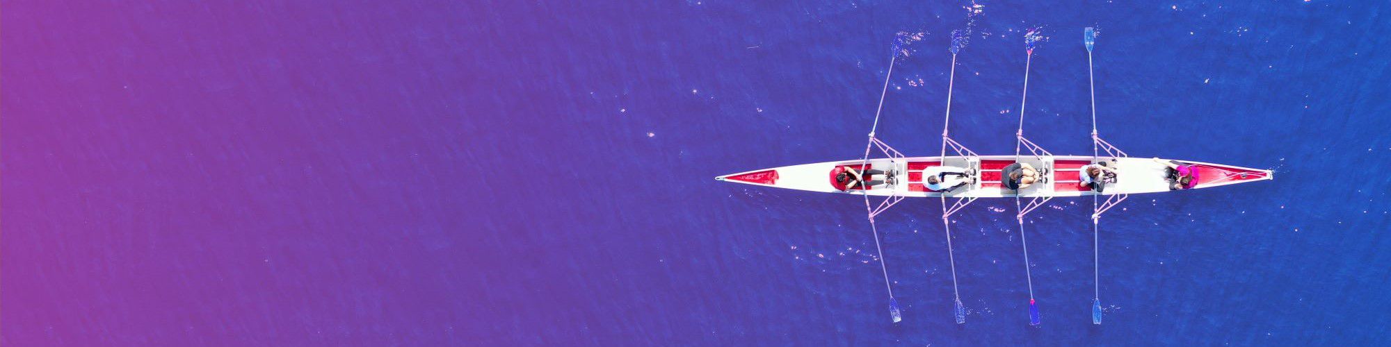 Rowing boat on the water with a purple and blue gradient