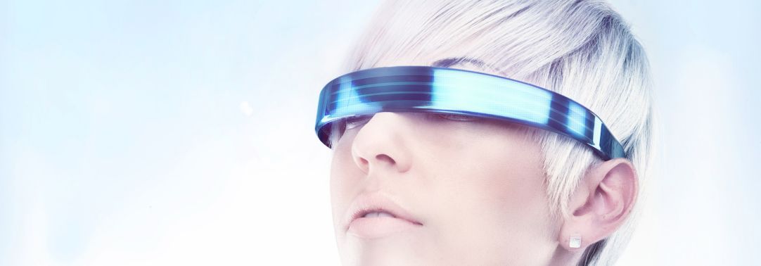 blonde woman wearing virtual reality glasses