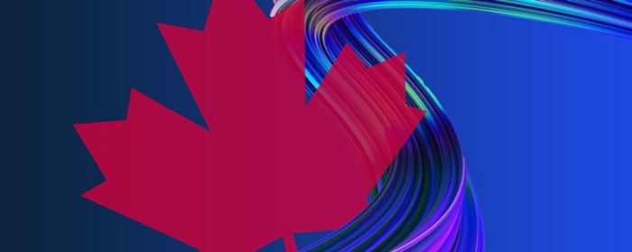 Lignes abstraites bleues avec drapeau canadien