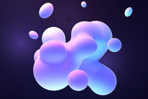 Blue and purple gradient color floating liquid blob 3d rendering picture