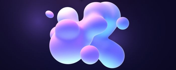 Blue and purple gradient color floating liquid blob 3d rendering picture