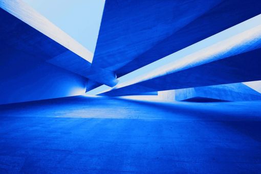 Blue and white architectural design