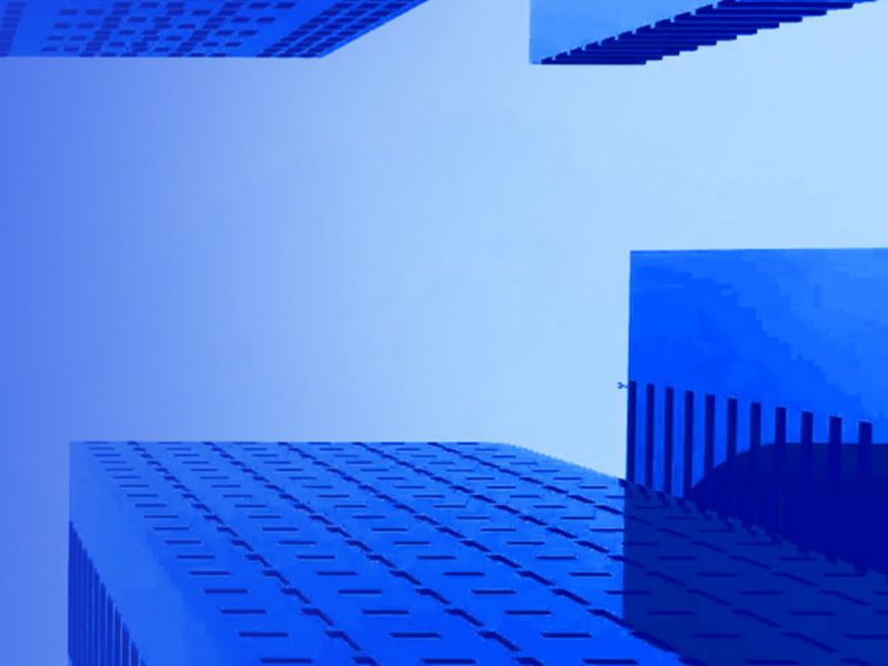 Blue buildings banner