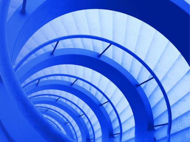 Blue spiral staircase