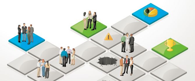 ilustração conceitual representando grupo de pessoas em quadrados diferentes