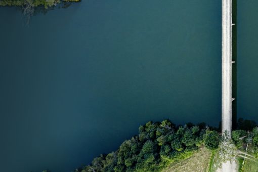 Bridge over river from above