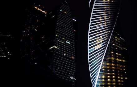 Building with lit windows