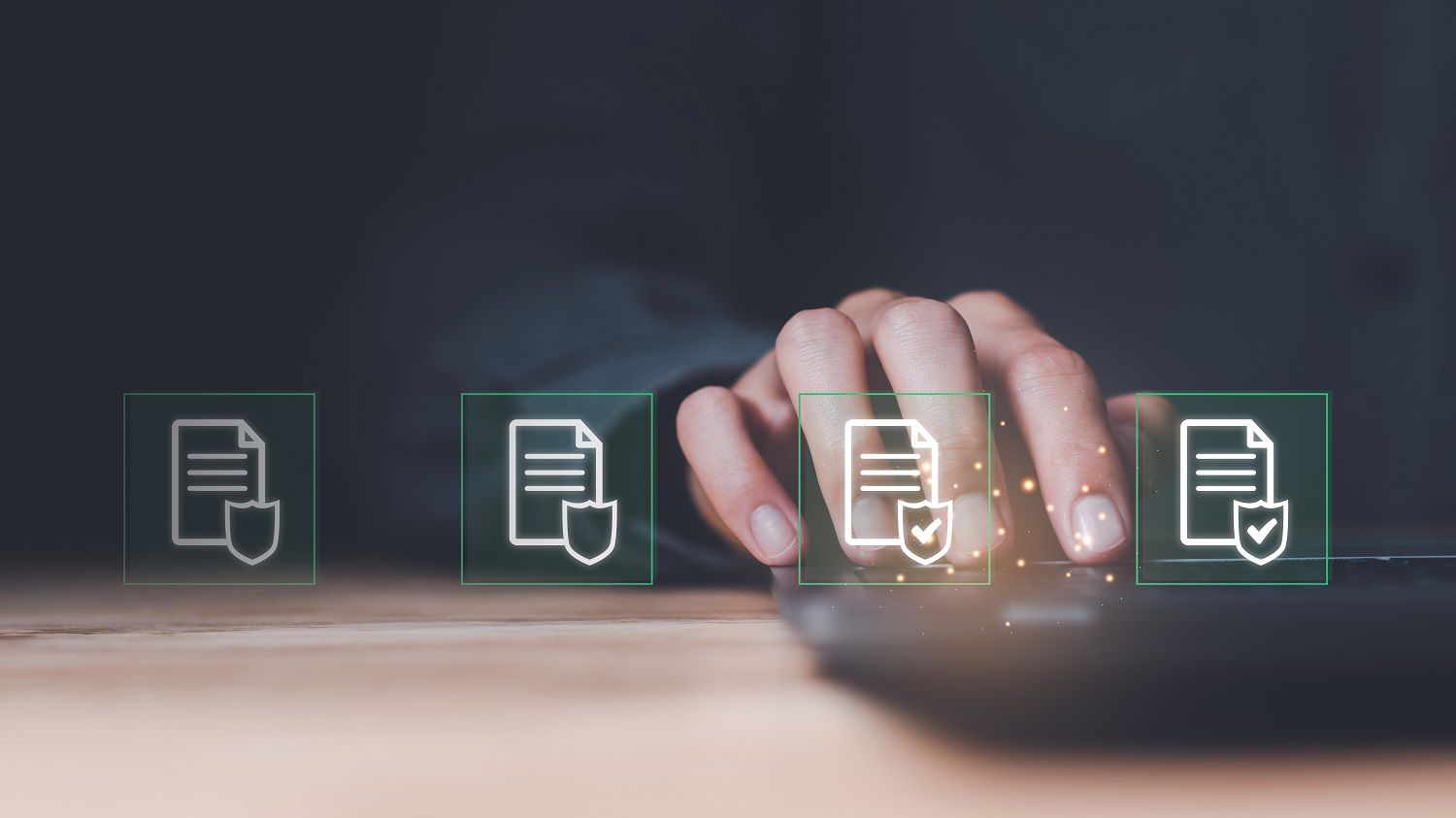 Businessman checking the steps through document with a list of checkboxes , regulations,Concepts of practices and policies ,Rules and policies ,Terms and conditions ,corporate governance documents

