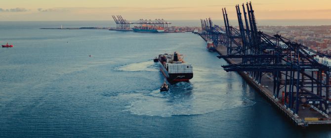 Cargo ship at port