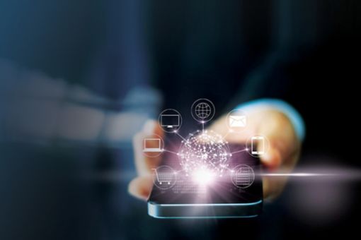 cellphone illustrating logos in the air