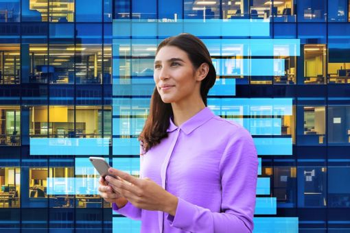 Business woman in smartphone