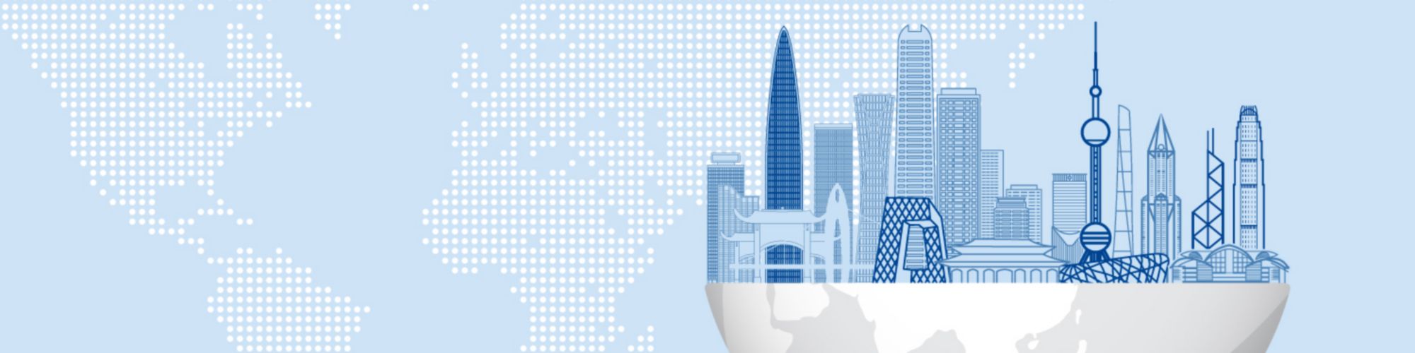 China city landmarks on the Earth sphere