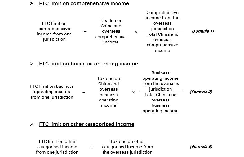The FTC limit is calculated in accordance with (a) the country (region) where income is earned by resident individuals and (b) the category of income, as follows: