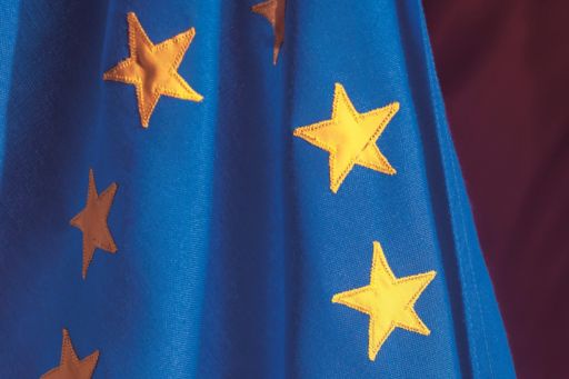 close up of the european union flag hanging