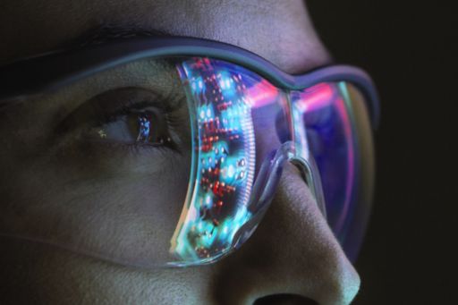 Reflection of a circuit board on glasses