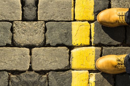 shoes and yellow line