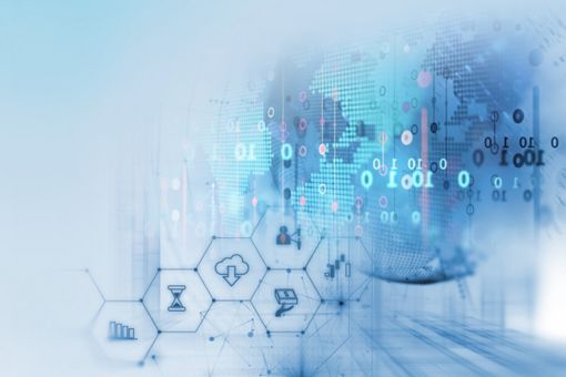 globe and digits in cloud