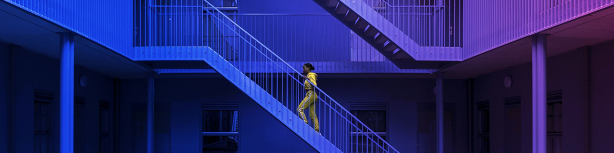 Woman walking on stairs