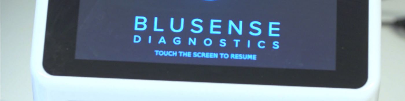 Bluesense logo on screen