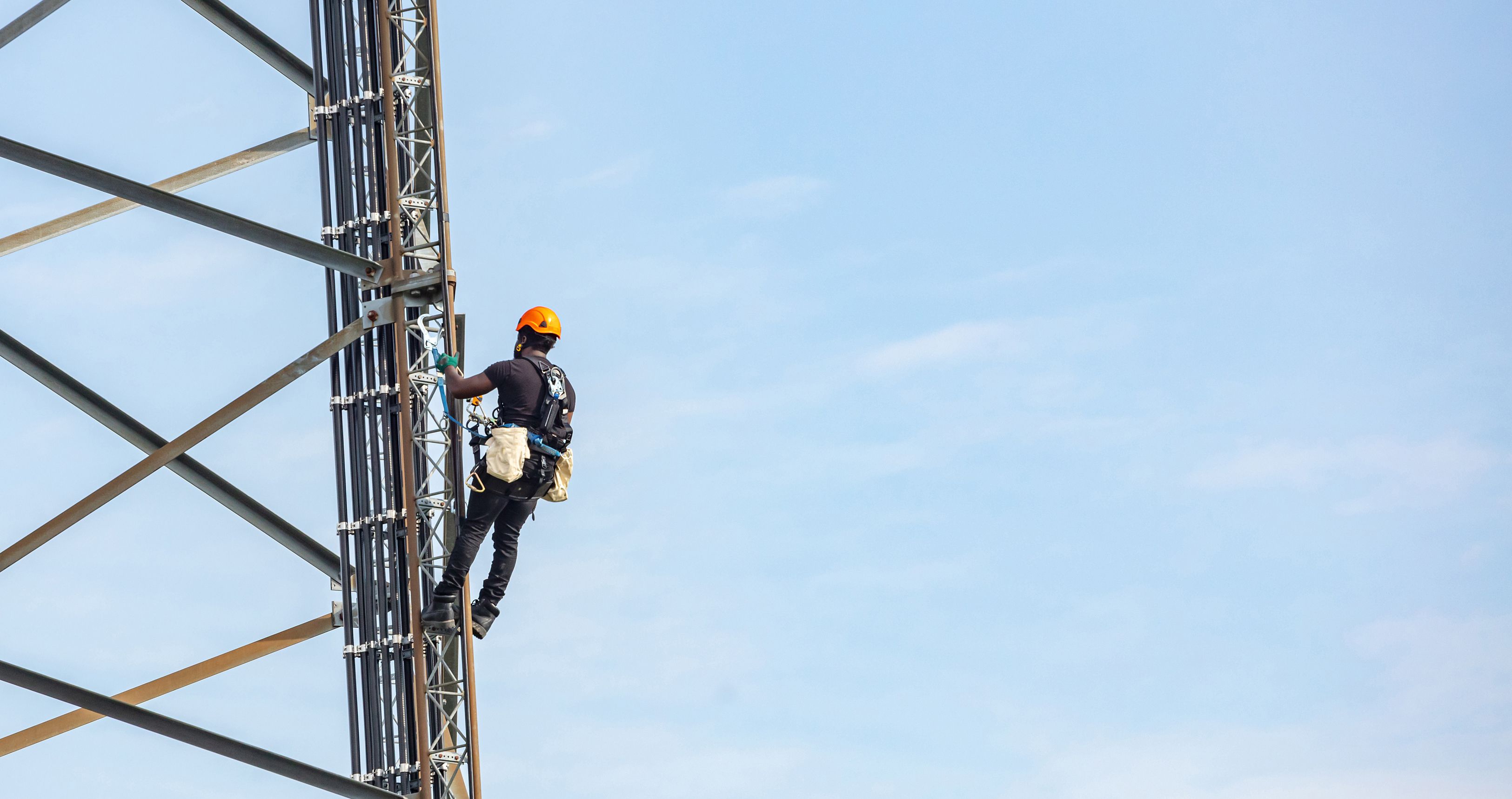 Person working in mobile mast