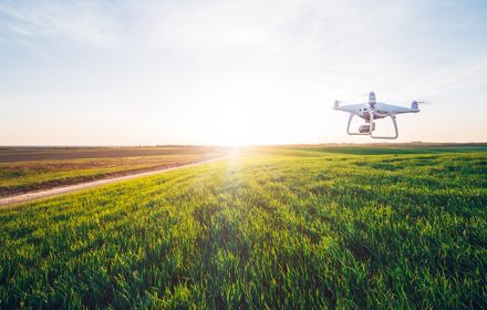 Drone survolant le champ