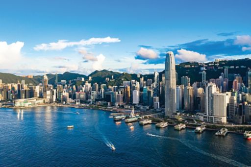 drone view of Victoria Harbour, Hong Kong