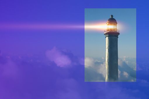 A lighthouse in the clouds