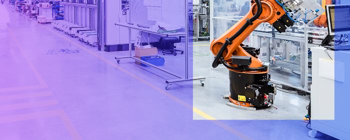 A robotic machine in a factory