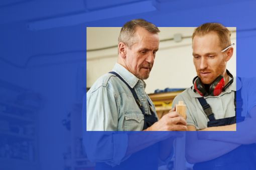 Father and son in workshop