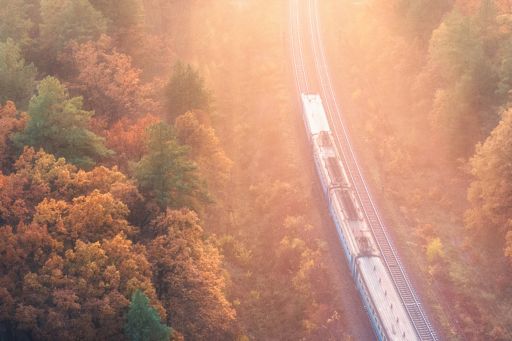 Aerial view of train 