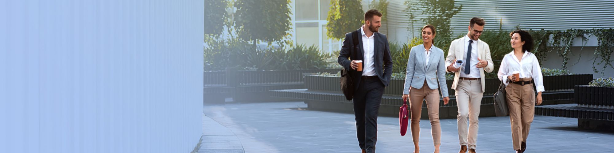 Four colleagues walking