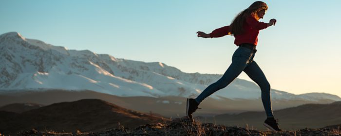 Woman jumps in Bergen