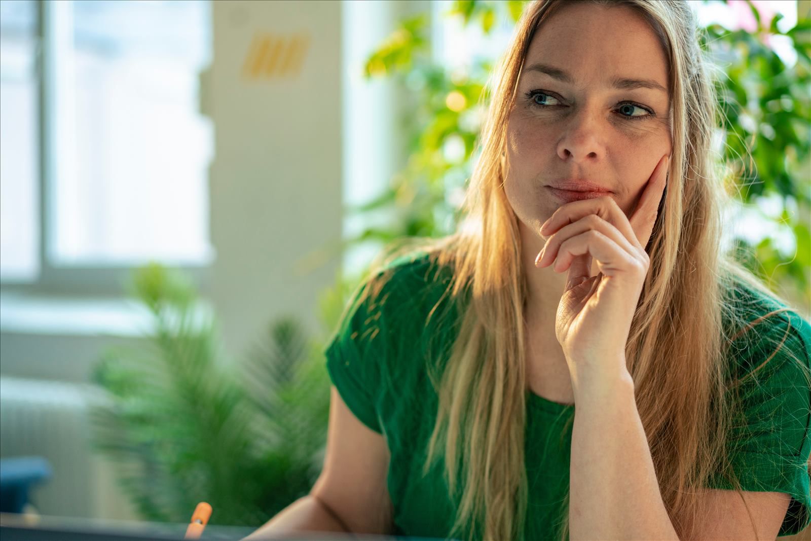  Girl Thinking While Writing