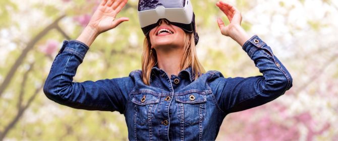 girl wearing virtual reality gear