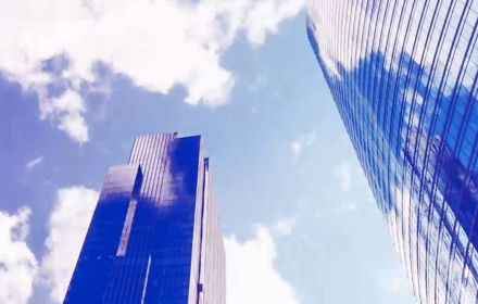 Glass buildings and sky
