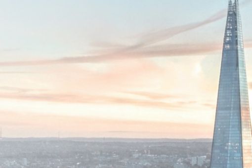 Glass tower with city view