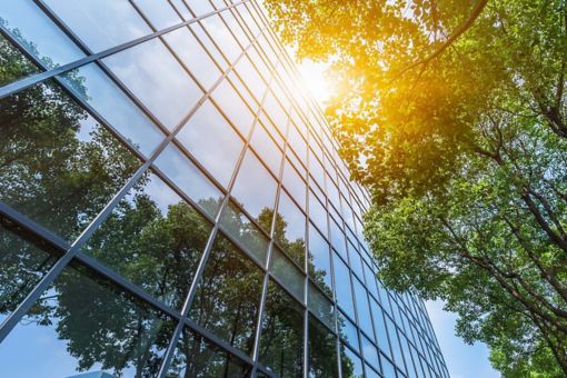 Glass windows of a corporate building