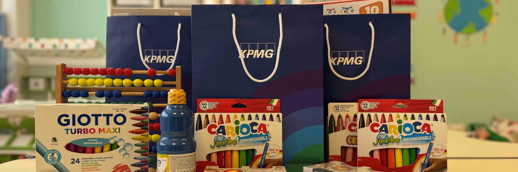school supplies provided by kpmg in greece to the brave children of elepap