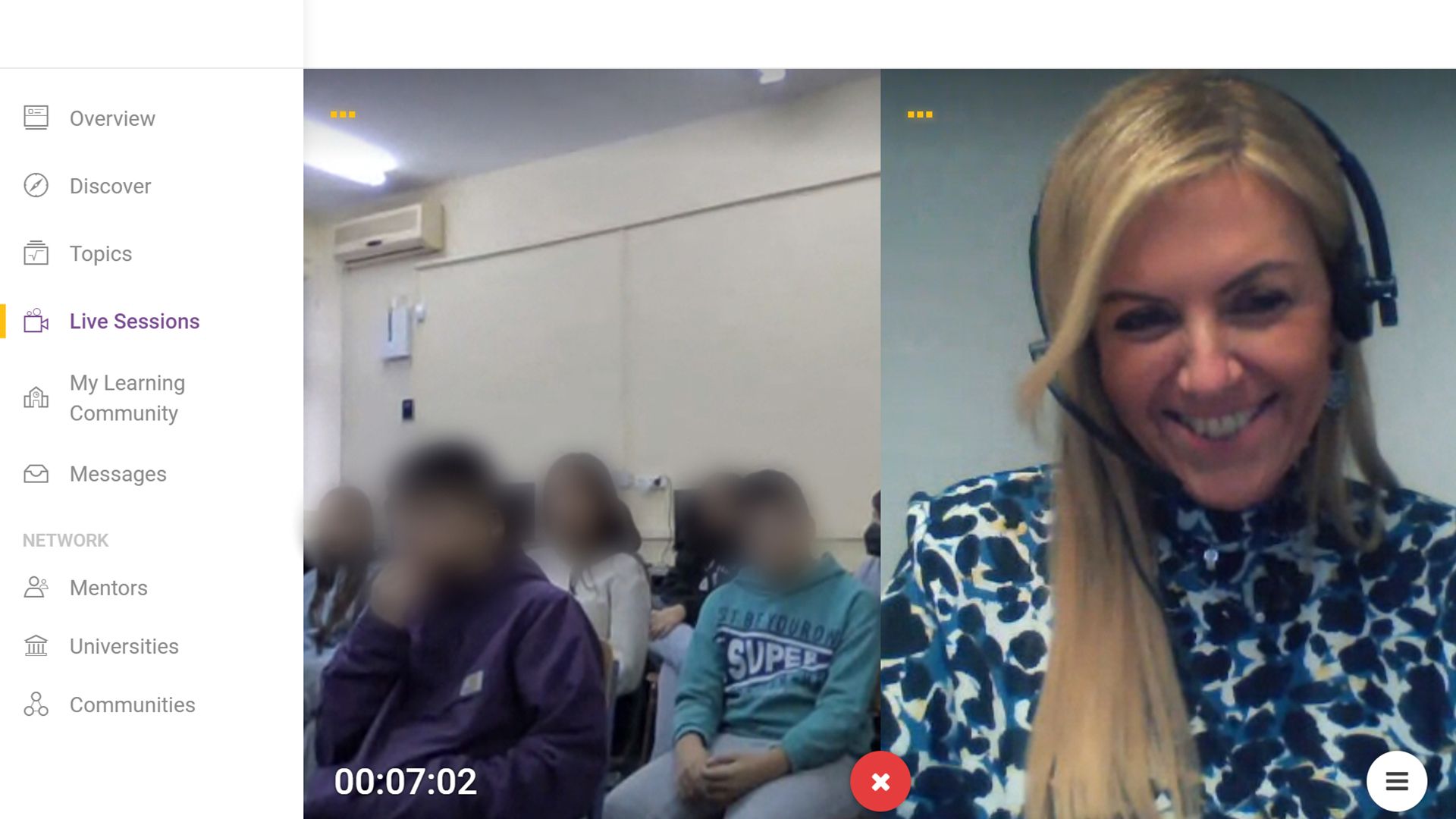 snapshop during a call of Marilena pappas with highschool students entering the tipping point program