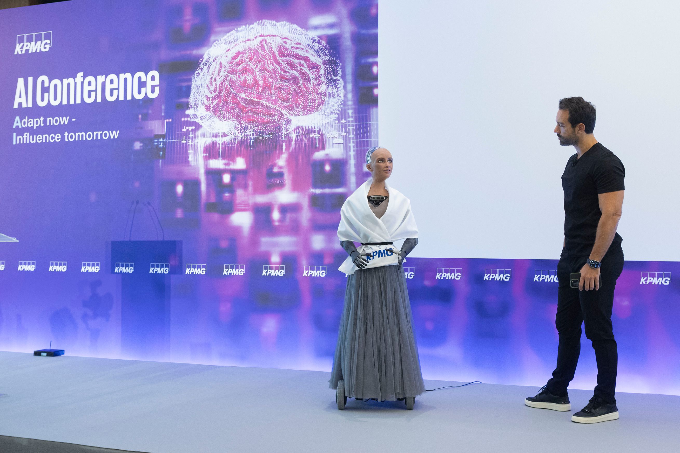 sakis tanimanidis and sophia at ai conference