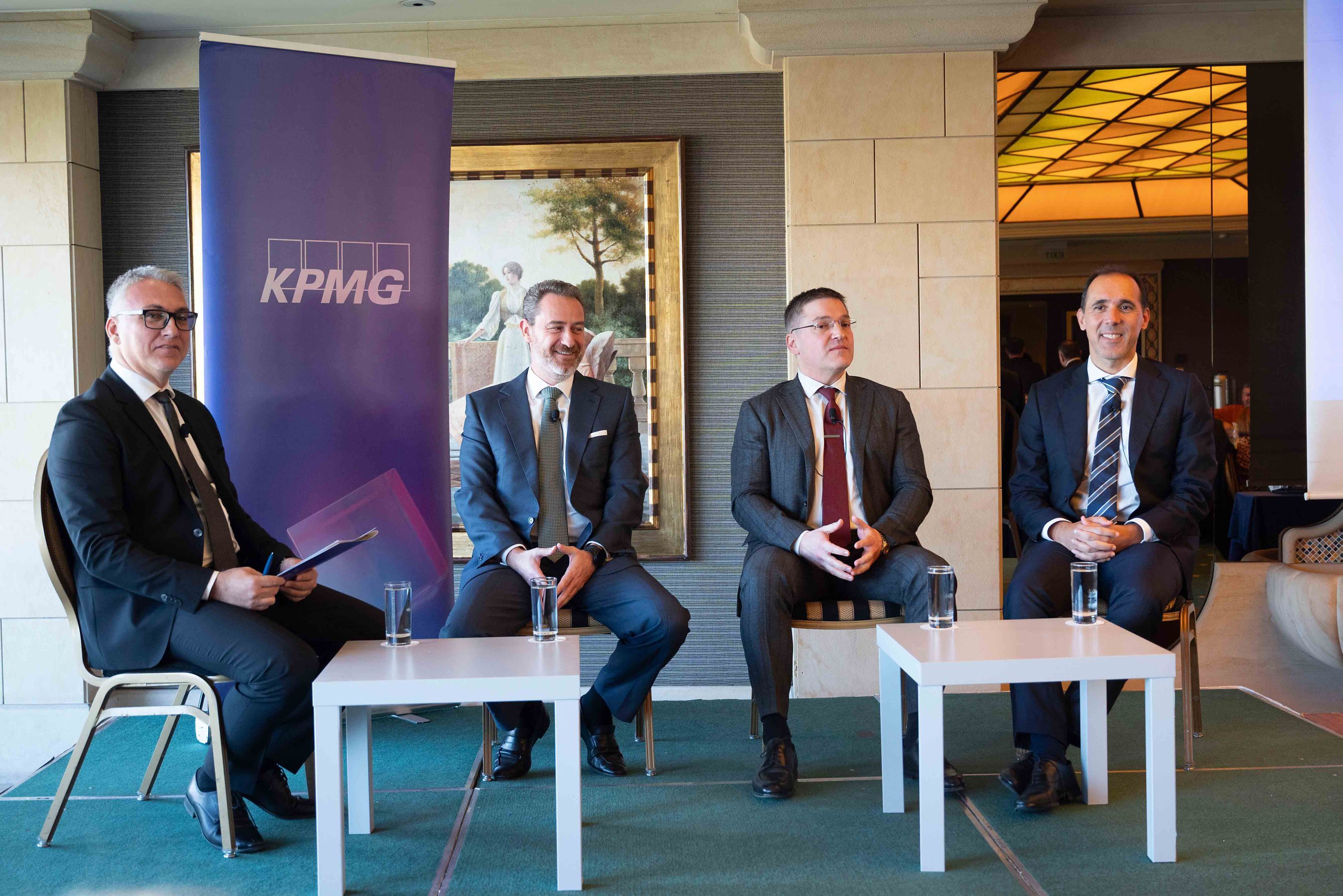 philippos kassos, konstantinos gianniotis, ioannis kotsianos and tasos anastasiou at the 2023 annual insurance report by kpmg in greece