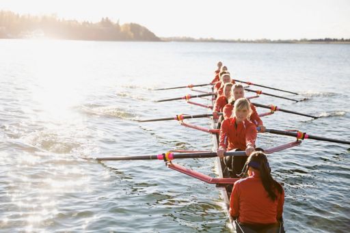 group of women rowing