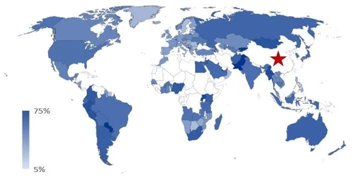 图13 全球主要经济体对中国电子相关产品依赖度，%