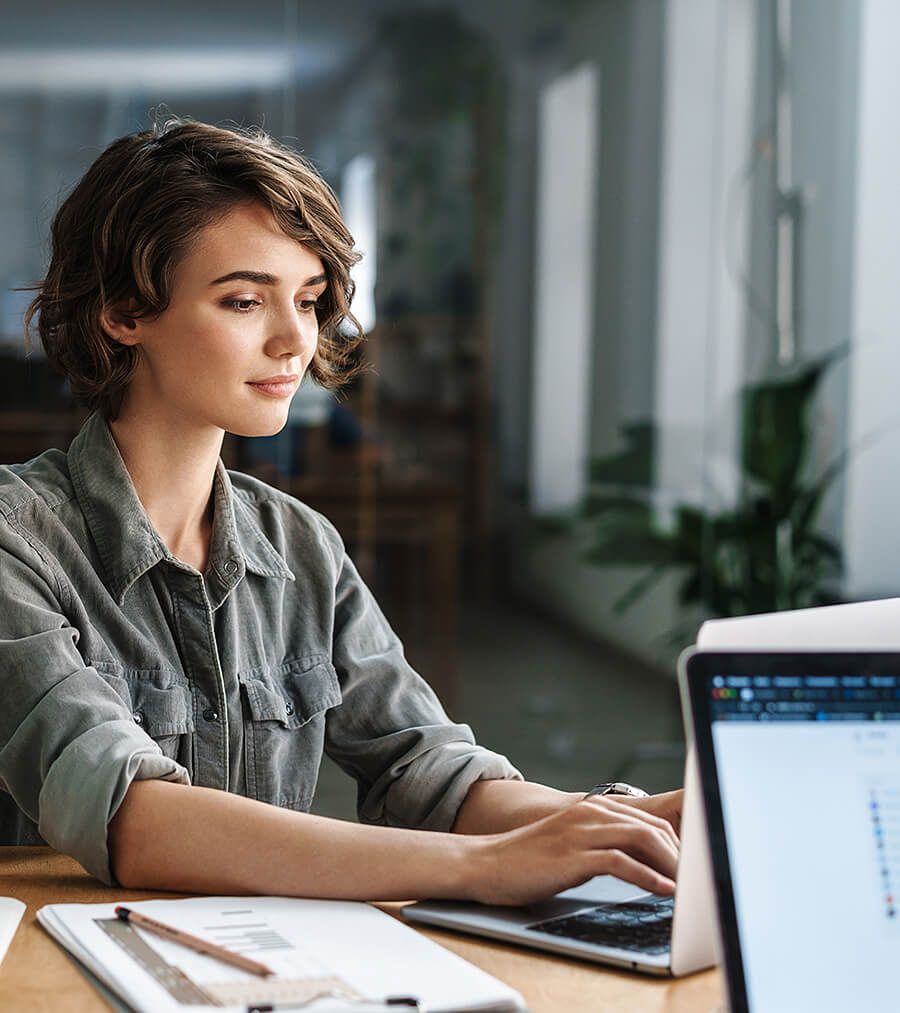 Woman using her laptop