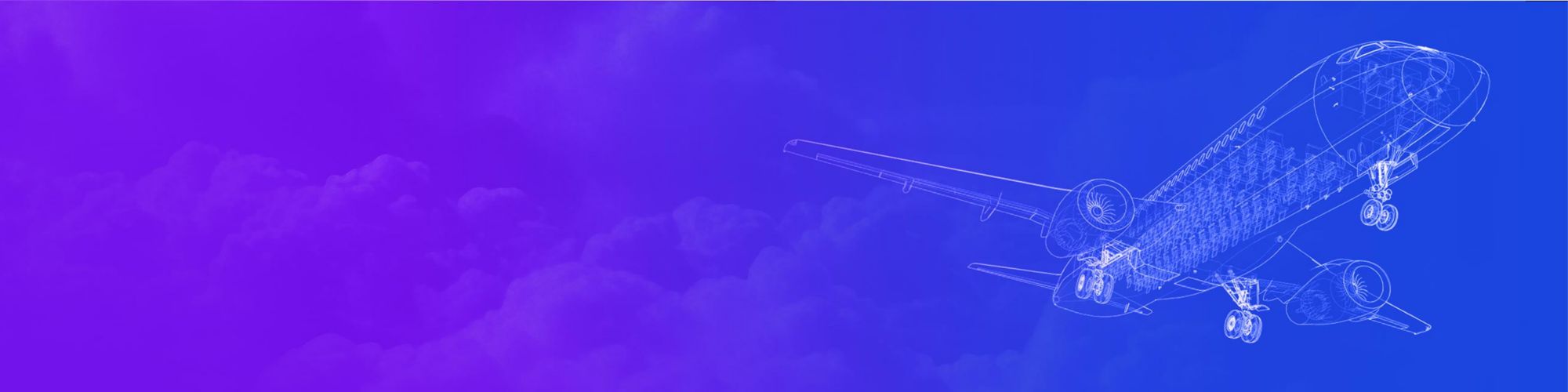 Wireframe of a plane on blue background