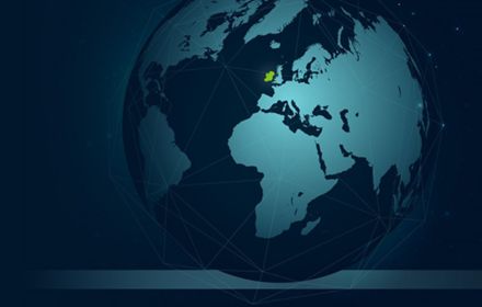 Globe with Ireland highlighted